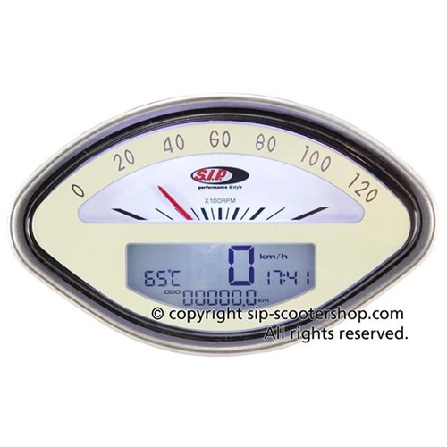 Compteur de vitesse/compte-tours SIP 50000720 2.0 pour VESPA 125 150 160 180 GT VBA VBB GL GS SPRINT SS, cadran beige, chiffres noirs, affichage LCD blanc, numérique/analogique