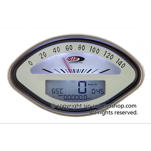 Compteur de vitesse/compte-tours SIP 50000740 2.0 pour VESPA 125 150 160 180 GT VBA VBB GL GS SPRINT SS, cadran beige en forme de coquillage, écran LCD blanc, 20 fonctions, affichage numérique/analogique