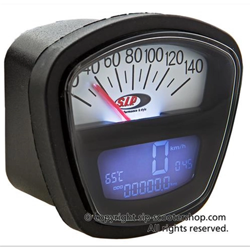 SIP 50000830 2.0 Tachometer Odometer for LAMBRETTA DL GP LI SX TV Black/White Dial Black LCD 20 Functions Digital Analog