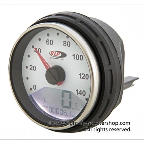 SIP 50001110 2.0 Tachometer für VESPA 50 125 PK S SS AUTOMATICA, weißes Zifferblatt, digitale/analoge Funktionen