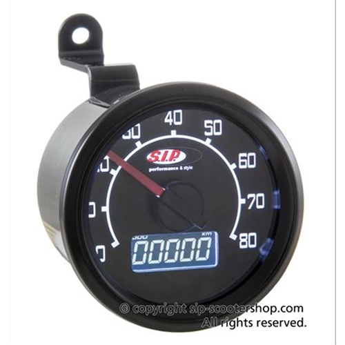 Compteur de vitesse/compte-tours SIP 50001300 2.0 pour Vespa 50/90 NLRS, cadran noir, écran LCD noir, 19 fonctions, affichage numérique/analogique