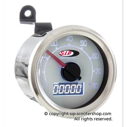 Compteur de vitesse SIP 50001310 2.0 pour Vespa 50 90 NLRS, cadran gris, 19 fonctions, affichage numérique et analogique.