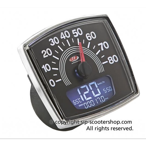 Compteur de vitesse SIP 50001720 2.0 pour VESPA 50 SPECIAL ELESTART ET3, cadran noir, chiffres blancs, 20 fonctions, affichage numérique/analogique