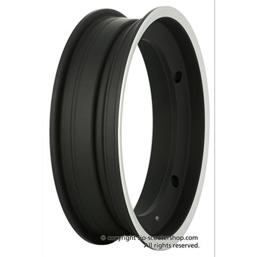 SIP 81018000 Tubeless-Felge aus schwarzem Aluminium mit poliertem Rand für 100/80 90 - 10"-Reifen VESPA 50 80 90 125 150 160 180 200 ET3 PK S XL SPRINT GT TS GL GS SS PX PE T5 RALLY COSA
