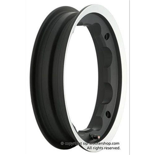 Llanta tubeless SIP 81038000 de aluminio negro con borde pulido para neumáticos de 3.00, 3.50 y 10 pulgadas para LAMBRETTA 125, 150 y 200.