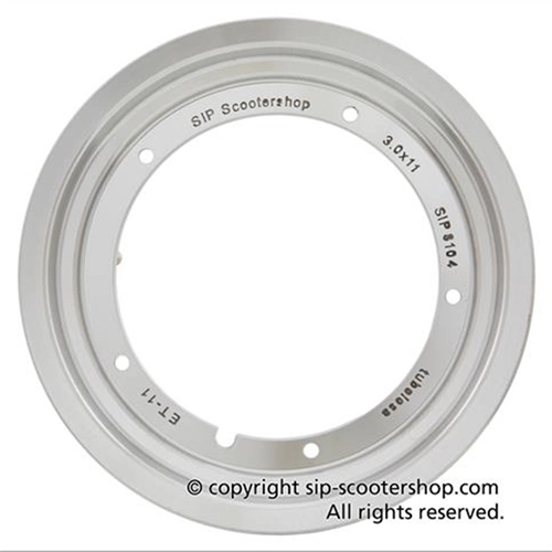 SIP 83047000 Hinterradfelge, schlauchlos, breite Ausführung, silbernes Aluminium, für 110/120/130 - 11"-Reifen für VESPA 125 150 160 180 200 GT TS GL GS SS PX PE T5 RALLY COSA