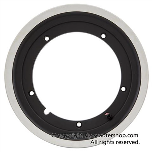 SIP 83048000 Hinterradfelge, schlauchlos, breite Ausführung, aus schwarzem Aluminium mit poliertem Rand für 110/120/130 - 11"-Reifen für VESPA 125 150 160 180 200 GT TS GL GS SS PX PE T5 RALLY COSA