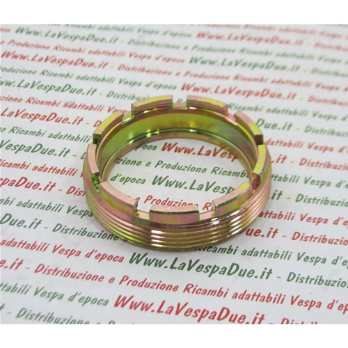 Anillo de tuerca de bloqueo del rodamiento de la rueda trasera con 9 muescas para Vespa 125 150 180 VNB VBB SUPER 48,75 mm x 1,5 mm - borde 2,65 mm RO 2/110415