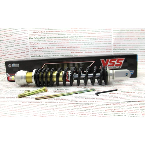 Amortiguador trasero YSS para VESPA 50 90 125 150 160 180 200 NLR PX GL VBB SPRINT VELOCE RALLY RALLY GS SS PE. Muelle de gas con precarga y rosca YSS OE302-340T-01AL-X