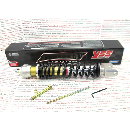 Amortiguador trasero YSS para VESPA 50 90 125 150 160 180 200 NLR PX GL VBB SPRINT VELOCE RALLY RALLY GS SS PE. Muelle de gas con precarga y rosca YSS OE302-340T-01AL-X