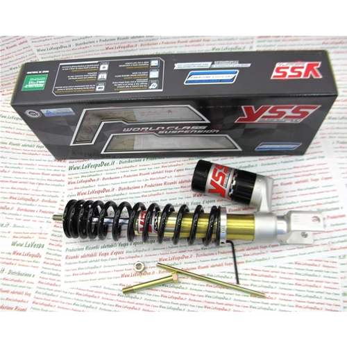 Amortiguador trasero GAS YSS VESPA NLR SPECIAL PX GL VBB SPRINT VELOCE RALLY GS SS PE con emulsión de gas con depósito separado Precarga de muelle con rosca 50 90 125 150 160 180 200
