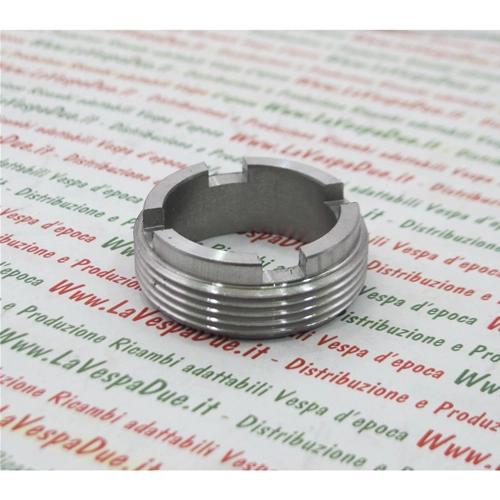 Tuerca anular roscada, tuerca de castillo, bloqueo de rodamiento de rueda delantera de 4 ranuras para Vespa 50 125 Primavera ET3