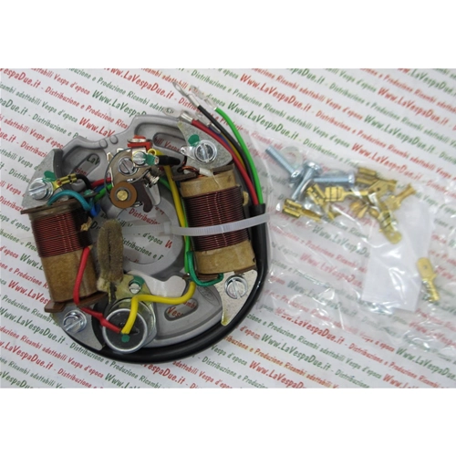SIP Komplettstator für Vespa 50 S 2° / SR / SS Vespa 50 R 2° / Special V5B1T 2° / V5B3T Externe Zündspule 6V/25W SIP 15077300
