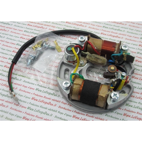 Stator complet SIP pour VESPA 50 R 2° SPECIAL V5B1T 2° V5B3T avec bobine d'allumage externe 6V/15W SIP 15077450