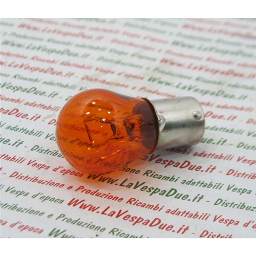 Bombilla naranja monofásica HERT S25 P21W de 12 voltios y 21 W con casquillo BA15S para VESPA 50 90 NLR SPECIAL ET3 PRIMAVERA (luz de freno y faro monofásicos).