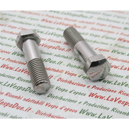 PAIRE DE BOULONS CHROMÉS POUR TRAVERSÉE DE MOTEUR VESPA 125 V1T À V15T / V30T JUSQU'AU N° DE CADRE 228596