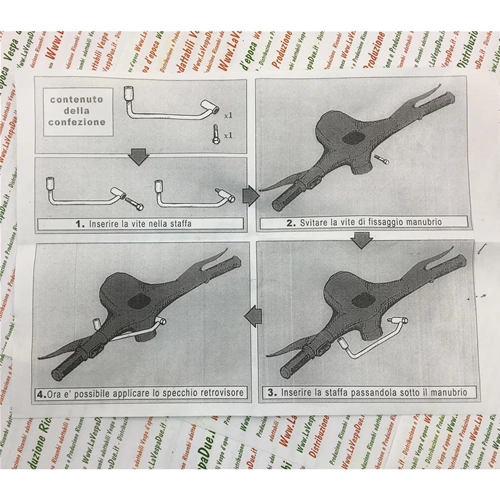 Support de rétroviseur gauche pour guidon, complet avec boulon, pour VESPA 125 VNA1T VNA2T VNB1T VNB2T