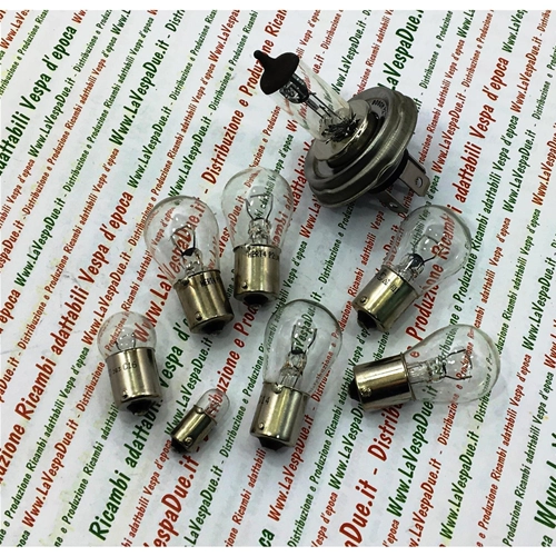SET OF 8 12 VOLT FRONT AND REAR BULBS FOR VESPA PX 125 T5 COMPLETE WITH WHITE INDICATOR BULBS