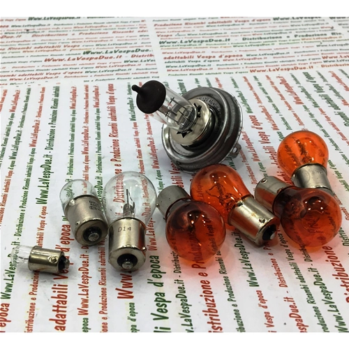 ENSEMBLE DE 8 AMPOULES AVANT ET ARRIÈRE 12 VOLTS POUR VESPA PX 125 T5, COMPLET AVEC AMPOULES DE CLIGNOTANTS ORANGE