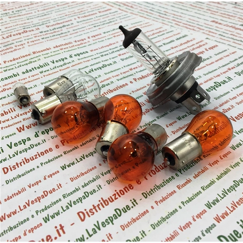 ENSEMBLE DE 8 AMPOULES AVANT ET ARRIÈRE 12 VOLTS POUR VESPA PX 125 T5, COMPLET AVEC AMPOULES DE CLIGNOTANTS ORANGE