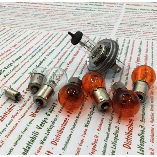 ENSEMBLE DE 8 AMPOULES AVANT ET ARRIÈRE 12 VOLTS POUR VESPA PX 125 T5, COMPLET AVEC AMPOULES DE CLIGNOTANTS ORANGE