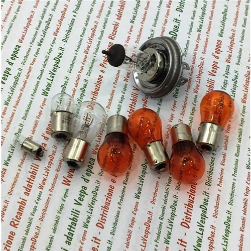 ENSEMBLE DE 8 AMPOULES AVANT ET ARRIÈRE 12 VOLTS POUR VESPA PX 125 T5, COMPLET AVEC AMPOULES DE CLIGNOTANTS ORANGE