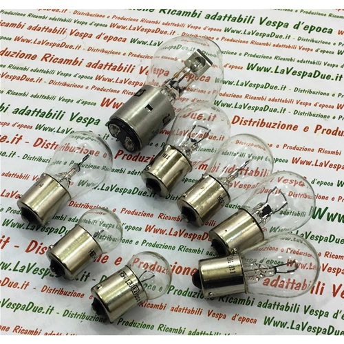 Satz mit 8 12-Volt-Glühbirnen für Vorder- und Rücklicht für Vespa PX 80 125 150 200 und Arcobaleno von 1978 bis 1999, komplett mit weißen Blinkerbirnen