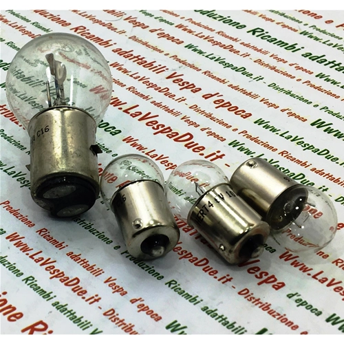 SET OF 4 12 VOLT FRONT AND REAR BULBS FOR VESPA PX P125X P150X P200E WITHOUT INDICATORS