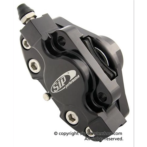 Pinza de freno delantera SIP GRIMECA anodizada en negro, modelo Classic Grimeca, para Vespa PX 125 150 200 (año 1998). Número de pieza: SIP 56403000.
