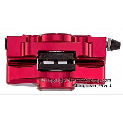 Pinza de freno delantera SIP GRIMECA anodizada en rojo, modelo clásico GRIMECA, para Vespa PX 125 150 200 (año 1998). Número de pieza: SIP 56404000.