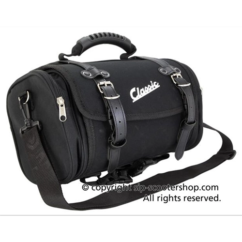 Bolsa superior SIP CLASSIC 40010230 de nailon negro para portaequipajes de VESPA LAMBRETTA MOTO GUZZI MOTOM HONDA HARLEY DAVIDSON, completa con correas.