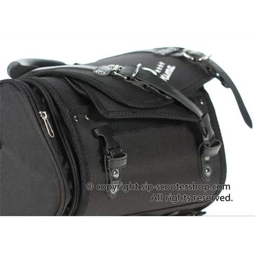 Bolsa superior SIP CLASSIC 40010230 de nailon negro para portaequipajes de VESPA LAMBRETTA MOTO GUZZI MOTOM HONDA HARLEY DAVIDSON, completa con correas.