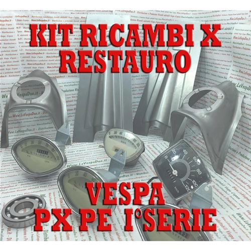 Ersatzteilset für die Restaurierung von adaptiven Vespa PX 80, 125, 150, 200 PE und PX der ersten Serie mit Zündschlüssel am Lenker