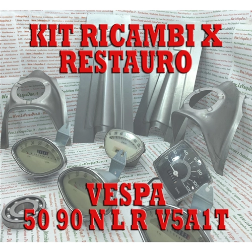 SPARE PARTS KIT FOR RESTORATION OF VESPA 50 NLR ROUND HEADLIGHT COMPLETE WITH ELECTRICAL SYSTEM with SIEM lights