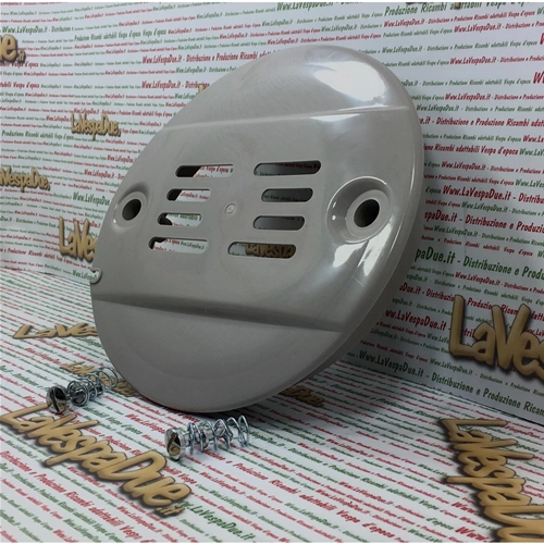 Funda protectora de plástico gris para rueda de repuesto VESPA 50 125 PK XL HP S FL AUTOMATICA PLURIMATIC RUSH N FL2, completa con ganchos RO 256986