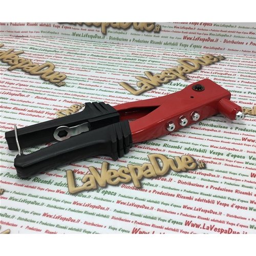 Steel riveting pliers tool with 4 heads for mounting rivets profiles, floor strips, various applications, VESPA APE LAMBRETTA