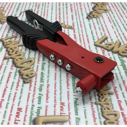 Steel riveting pliers tool with 4 heads for mounting rivets profiles, floor strips, various applications, VESPA APE LAMBRETTA