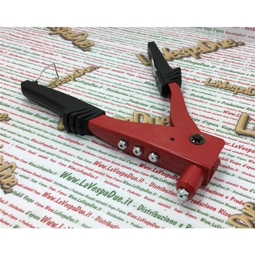 Steel riveting pliers tool with 4 heads for mounting rivets profiles, floor strips, various applications, VESPA APE LAMBRETTA