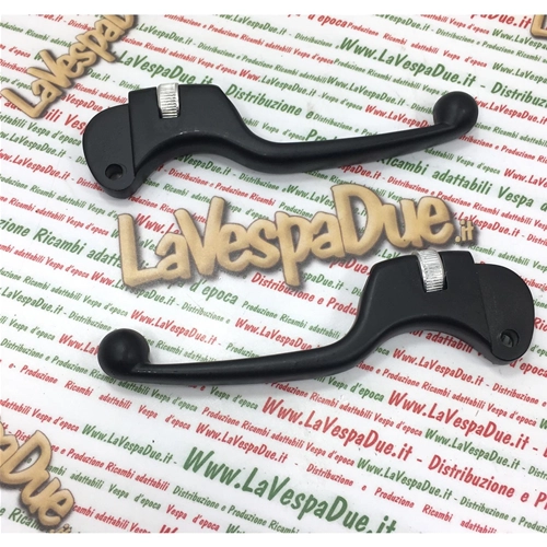 Par de manetas deportivas ajustables de aluminio negro para freno y embrague con ajustadores de cable para VESPA 50 80 125 150 160 180 200 PX NLR SPECIAL PRIMAVERA SPRINT TS GS GT RALLY SS adaptables a todos los modelos