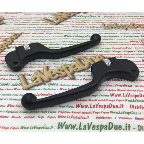 Par de manetas deportivas ajustables de aluminio negro para freno y embrague con ajustadores de cable para VESPA 50 80 125 150 160 180 200 PX NLR SPECIAL PRIMAVERA SPRINT TS GS GT RALLY SS adaptables a todos los modelos