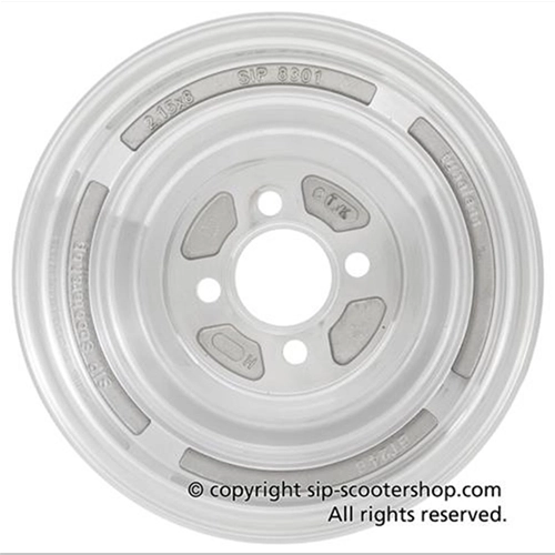 SIP 83015000 Tubeless-Felge aus poliertem Aluminium für 3,50-8"-Reifen, passend für VESPA 125, 150, 98, V1T, A, V15T, V30T, A, V33T, VU1T, VM, VNV, VNA, VNB, ACMA, VL, VB1, VBA, VBB