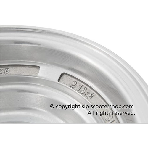 SIP 83015000 Tubeless-Felge aus poliertem Aluminium für 3,50-8"-Reifen, passend für VESPA 125, 150, 98, V1T, A, V15T, V30T, A, V33T, VU1T, VM, VNV, VNA, VNB, ACMA, VL, VB1, VBA, VBB