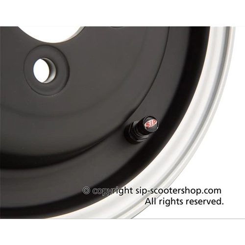Jante tubeless SIP 83018000 noire à bord poli pour pneus 3.50 - 8 VESPA 125 150 98 V1T A V15T V30T A V33T VU1T VM VNV VNA VNB ACMA VL VB1 VBA VBB