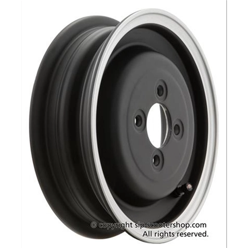 Jante tubeless SIP 83018000 noire à bord poli pour pneus 3.50 - 8 VESPA 125 150 98 V1T A V15T V30T A V33T VU1T VM VNV VNA VNB ACMA VL VB1 VBA VBB