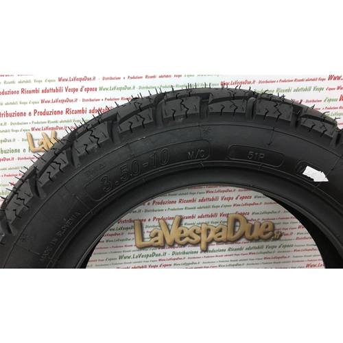 Pneu hiver MITAS SAVA 3.50 10 MC 32, indice de charge 51 P, vitesse maximale 150 km/h, pour Vespa Ape et Lambretta, idéal pour jantes tubeless.