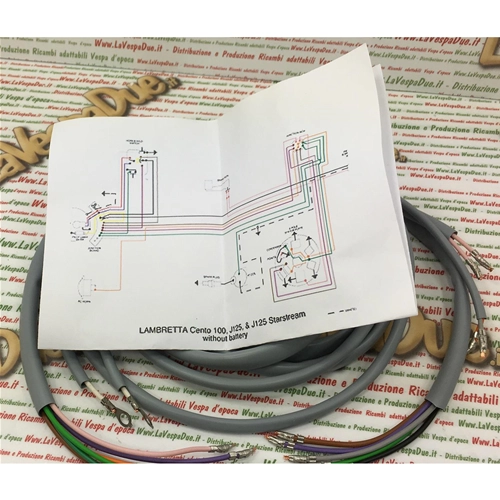 ELEKTRISCHE SYSTEM-VERKABELUNGEN FÜR LAMBRETTA CENTO 100 STELLINA J 125 ITALIENISCHES HANDWERKSPRODUKT
