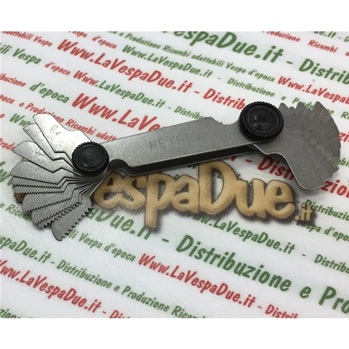 METRIC THREAD GAUGE WITH 20 BLADES IN HARDENED SPRING STEEL FROM 0.40 MM TO 6.00 MM PITCH FOR CHECKING INTERNAL AND EXTERNAL THREAD PITCHES