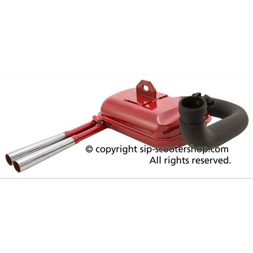 SILENCIADOR DE EXPANSIÓN SIP ROAD RACING 24157000 FARO BAJO PARA VESPA 125 150 VM VN VL VB1T ROJO CON DOBLE TUBO DE ESCAPE