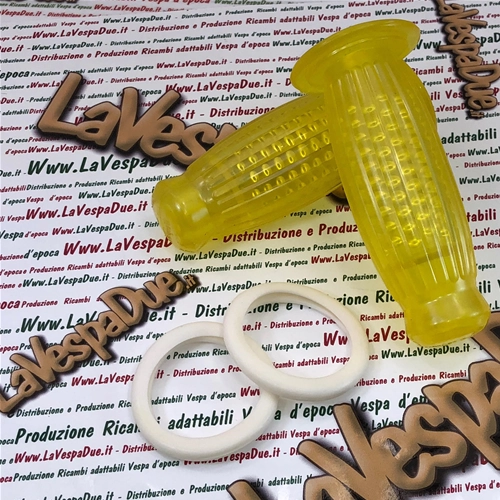 Paire de poignées BUBBLE SUPERFLEX 20 mm transparentes jaunes pour VESPA 50 80 90 125 150 160 180 200 VNB 3 4 5 6 VB1 VBA VBB GL GS VS2 VS3 VS4 VS5 160 GS