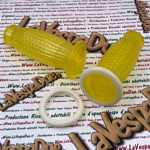Paire de poignées BUBBLE SUPERFLEX 20 mm transparentes jaunes pour VESPA 50 80 90 125 150 160 180 200 VNB 3 4 5 6 VB1 VBA VBB GL GS VS2 VS3 VS4 VS5 160 GS